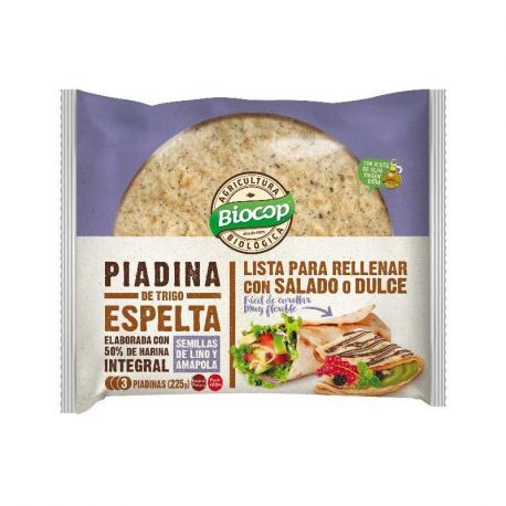 BIOCOP PIADINA ESPELTA LINO AMAPOLA 225G