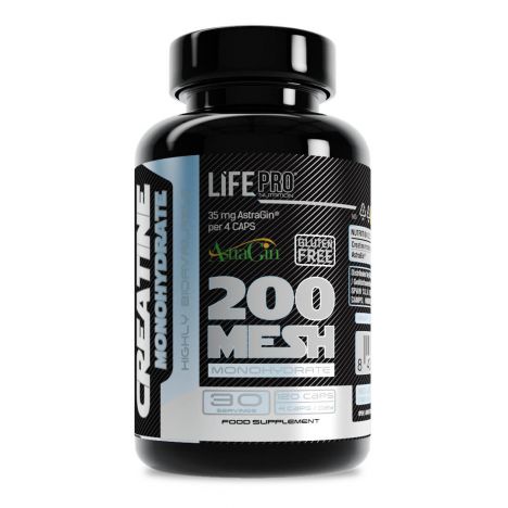 LIFE PRO CREATINE MONOHYDRATE 200MESH + ASTRAGIN 120 VEGANCAPS