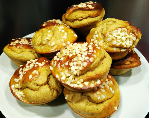 muffinsok Magdalenas proteicas de plátano con almendras