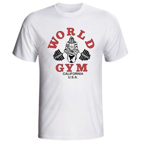 camiseta-world-gym-manga-corta-blanca1 ¿Qué ropa llevar al gimnasio?¿Qué ropa usar para entrenar?