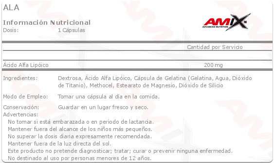 amix ala alpha lipoic acid 60 caps etiqueta