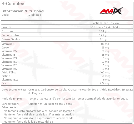 amix b-complex + vit c&e 90 tabs etiqueta amix b-complex + vit c&e 90 tabs etiqueta