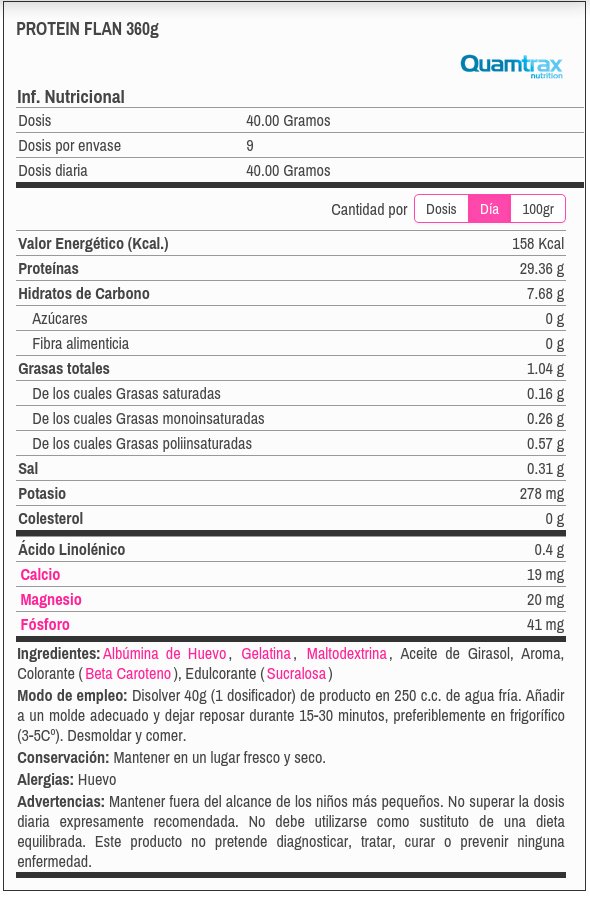 Quamtrax flan proteina