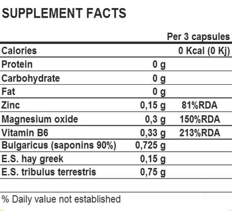 supplement facts TRIBU zma life pro