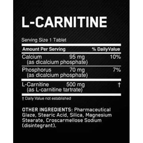 etiqueta OPTIMUM NUTRITION L-CARNITNE 500MG