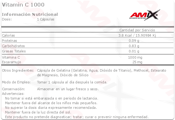 amix vitamin c 1000 100 caps etiqueta